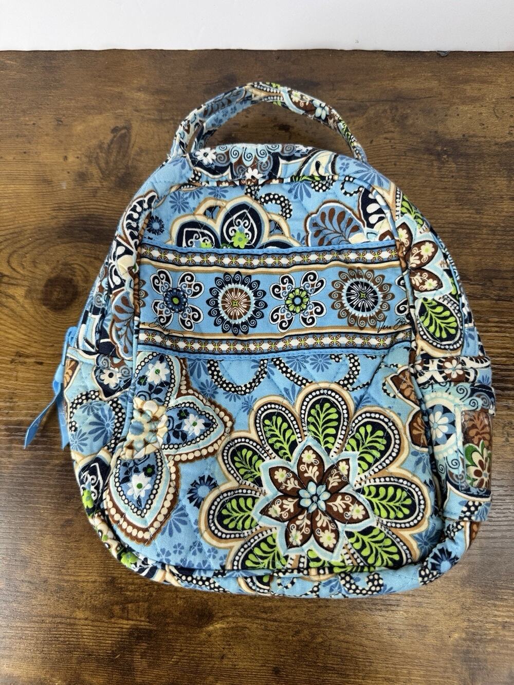 Vera Bradley Java Blue Mini Backpack Purse Quilted Cotton Floral Paisley Retired